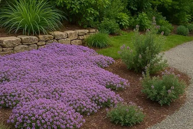 30000+ Creeping Thyme Seeds – 4g – Perennial Ground Cover Plants Flowers Non-GMO Heirloom – Purple Bloom Garden Seeds for Planting by GreenHaven Gardens