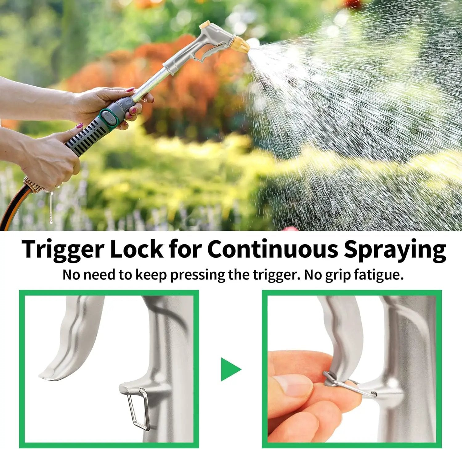 AUTOMAN Garden Hose Nozzle Sprayer - High Pressure 100% Metal Water Spray Nozzle With 4 Patterns - Heavy Duty for Watering Plants, Lawns, Washing Cars & Pets by GreenHaven Gardens