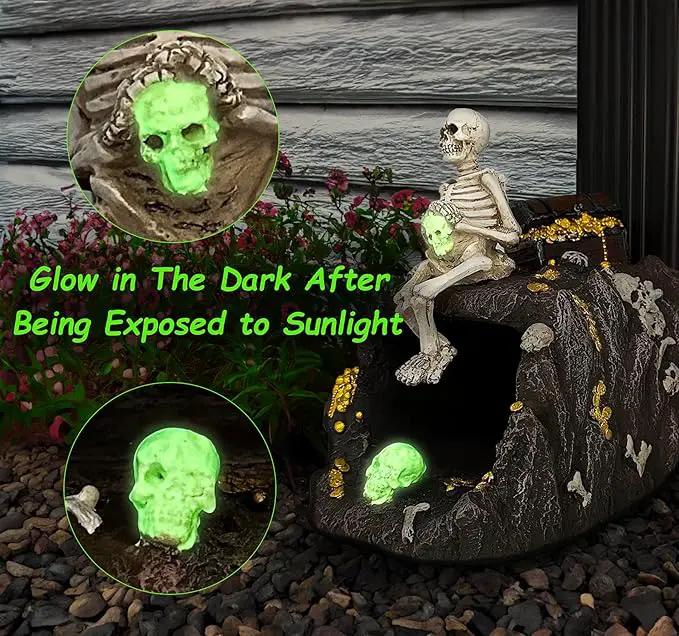 Luminous Skeleton Sculpture Gutter Downspout Extender,Garden Statue Ornament,Decor Downspout Diverter,Perfect Rain Diverter for 3"x4" Downspouts, Eco-Friendly Resin,Perfect Outdoor Decor Gift by GreenHaven Gardens