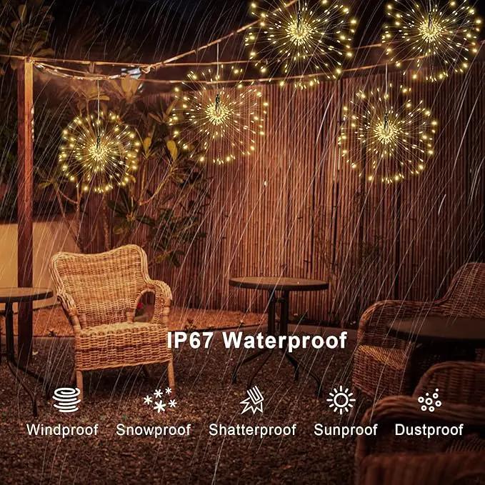 FOOING 8 Pack Firework Lights Led Copper Wire Star String Lights 8 Modes Battery Operated Fairy Lights with Remote,Wedding Decorative Hanging Light for Party Patio Garden Decoration by GreenHaven Gardens
