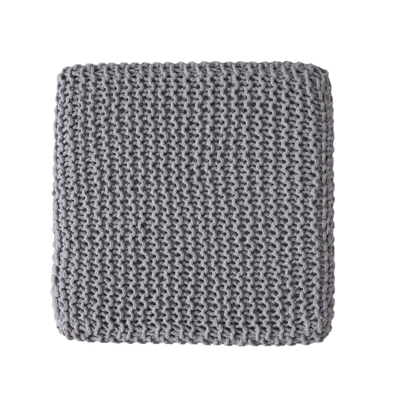 Chabani - Indoor Modern Knitted Fabric Cube Pouf Ottoman - Light Gray by HouseOfZazla