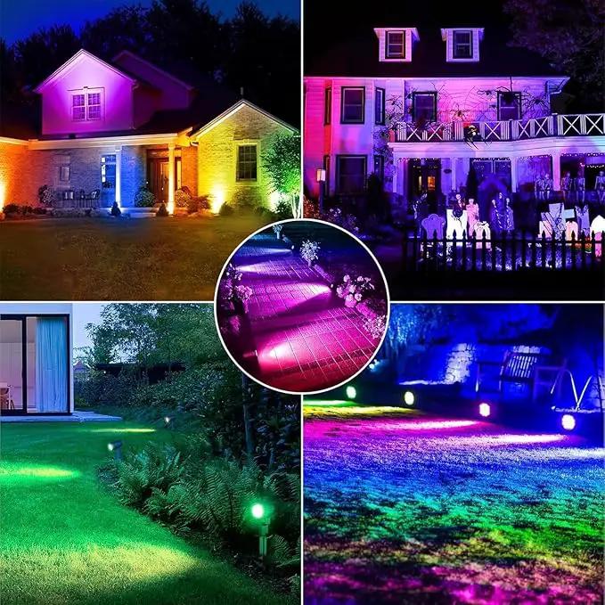 CLY 4-in-1 Solar Spot Lights Outdoor Color Changing, Solar Landscape Spotlights RGB Lighting IP66 Waterproof 45.93ft Cable Auto ON/Off Adjustable Garden Spotlight for Yard, Garden, Pool, Lawn, Statue by GreenHaven Gardens