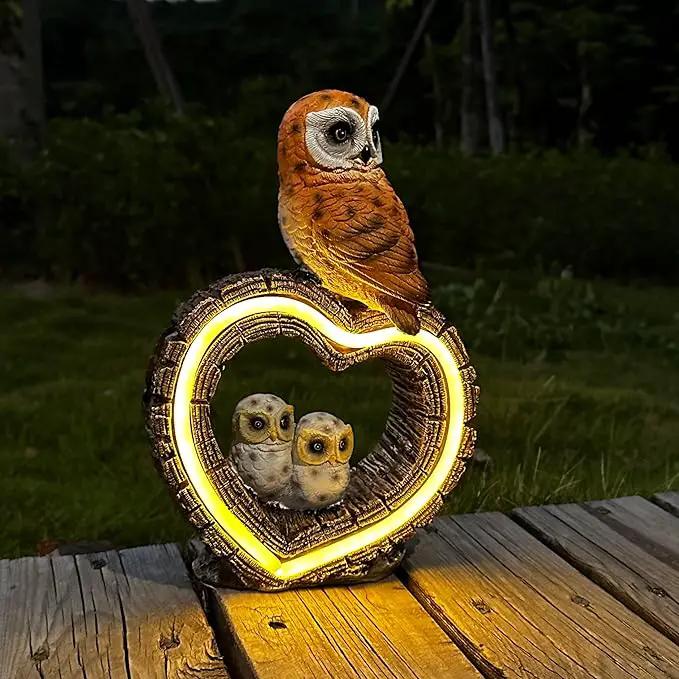 Solar Outdoor Garden Statue, Garden Decor Waterproof Solar Owl Lights for Outside Yards, Art Lawns,Christmas,Home Decor,Birthday Gifts for Women Mom(Love Owl) by GreenHaven Gardens