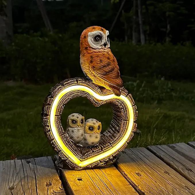 Solar Outdoor Garden Statue, Garden Decor Waterproof Solar Owl Lights for Outside Yards, Art Lawns,Christmas,Home Decor,Birthday Gifts for Women Mom(Love Owl) by GreenHaven Gardens