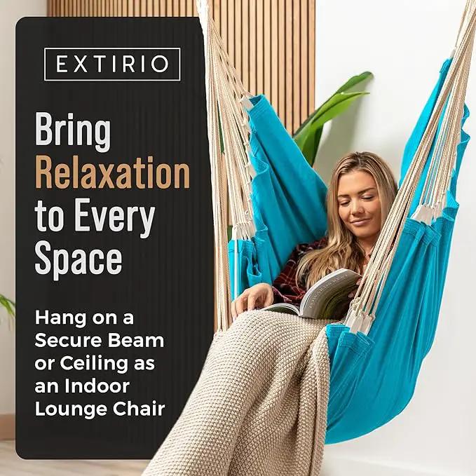 Hanging Hammock Chair Swing – Hanging Chair Outdoor & Indoor - Hammock Swing Chair – Quick & Easy Setup with Hardware Kit – Durable & Spacious Full Body Support – Holds 440 Lbs by GreenHaven Gardens