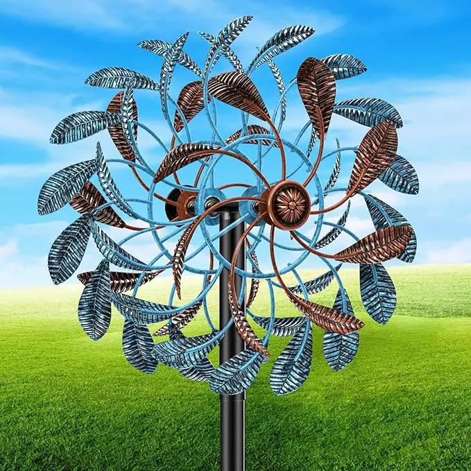 360° Wind Spinners Outdoor, Wind Sculptures Windmill with Metal Stake, Kinetic Large Metal Yard Art Decor Spinners Pinwheels for Garden Outside Patio Lawn, 63.2 * 13.2" by GreenHaven Gardens