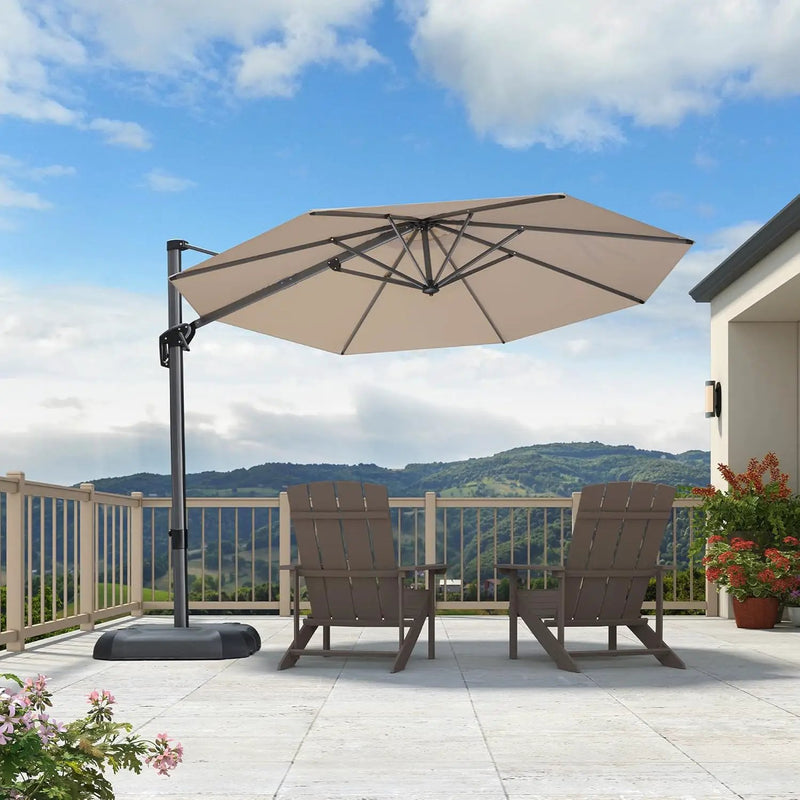 PURPLE LEAF 10 Feet Patio Umbrella Outdoor Cantilever Round Umbrella Aluminum Offset Umbrella with 360-degree Rotation for Garden Deck Pool Patio, Beige by GreenHaven Gardens