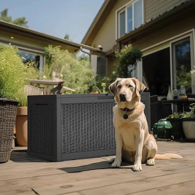 DRATO 100 Gallon Large Deck Box, Outdoor Storage Box for Patio Furniture, Patio Cushions, Gardening Tools, Pool Supplies,660lbs Weight Capacity,Waterproof Resin Storage Boxes by GreenHaven Gardens