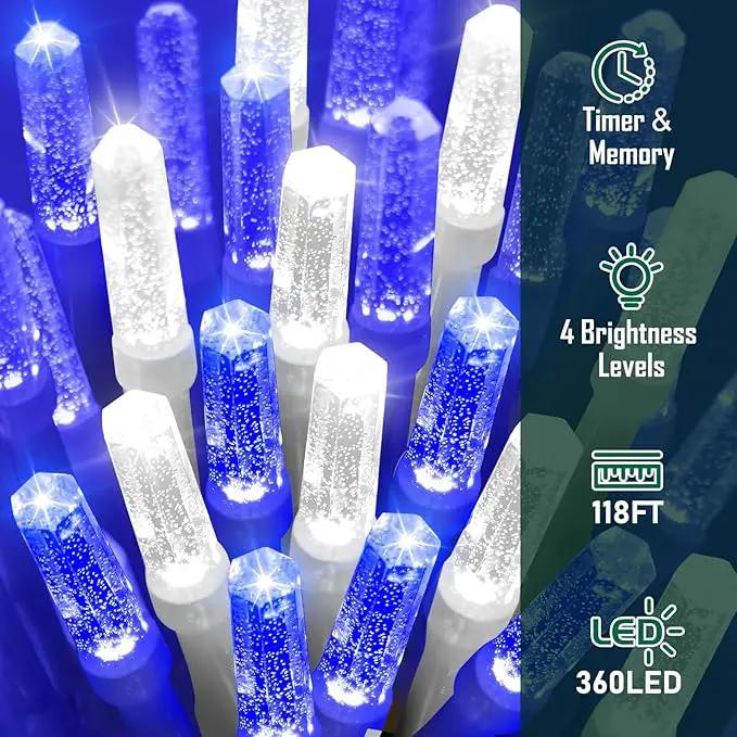 Heceltt 360 LED 118 FT String Lights Outdoor, 8 Modes Christmas Lights, IP44 Waterproof Christmas Tree Lights with Timer and Memory for Xmas Yard Party Home Garden Decorations (Blue and White) by GreenHaven Gardens