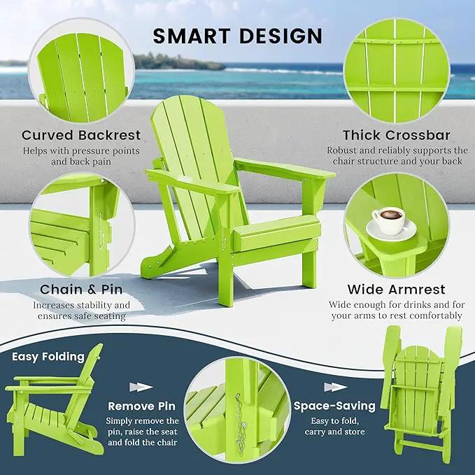 Westin Outdoors Laguna WO Home Outdoor Adirondack Folding Chair Lounger Seat Traditional Retro Home Furniture for Beach, Balcony, Backyard, Lawn, Patio, Pool, Deck, Garden (Lime Green) by GreenHaven Gardens