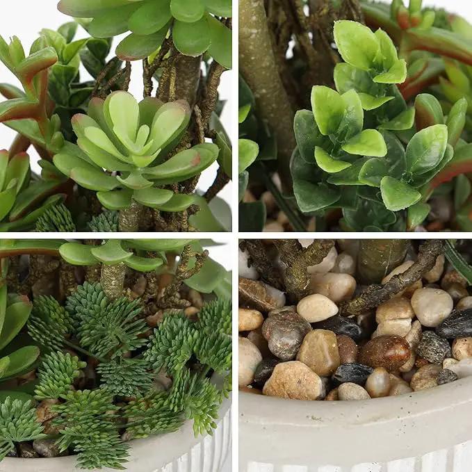 DILATATA Small Faux Plant Assorted Fake Succulents Plants Faux Succulents Arrangement Cement Potted Desk Plants Small Fake Plants for Home Table Office Bathroom Shelf Living Room Decor by GreenHaven Gardens