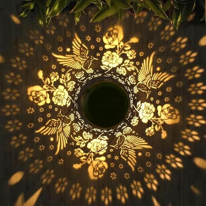 Kaixoxin Solar Garden Decor Metal Lantern Hummingbird Table Lamp Bronze Outdoor Dercoration Great Gift for Women Mon Grandma Hanging Lights for Patio Courtyard Garden by GreenHaven Gardens