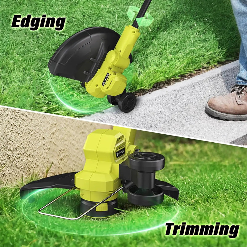 SEYVUM 20V String Trimmer and Leaf Blower Combo Kit, 12-inch Cordless Weed Trimmer with 6 Pcs Grass Cutter Spool Line, 500 CFM Electric Leaf Blower for Lawn Care with 2 X 4.0Ah Battery and Charger by GreenHaven Gardens