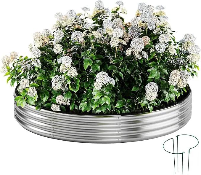 Galvanized Metal Planter Raised Garden Bed Kit for Gardening Outdoor 2x2x1ft Round Galvanized Steel Fire Pit，Steel Fire Pit Silver for Backyard, Camping, Bonfire by GreenHaven Gardens