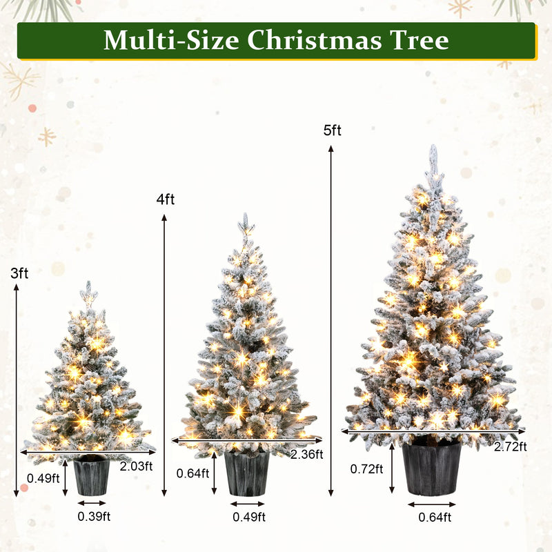 3-Piece Flocked Pre-Lit Christmas Tree Set with Warm White LED Lights - Flocked Finish, photo 7 of 10
