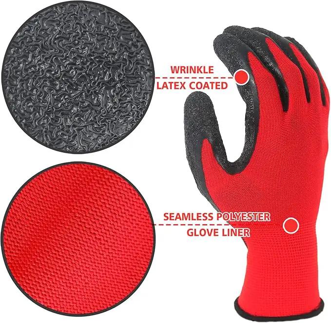 Evridwear Crinkle Latex Rubber Hand Coated Safety Work Gloves for Men Women General Multi Use Construction Warehouse Gardening Assembly Landscaping (XXL-Size) 12 Pairs Pack by GreenHaven Gardens