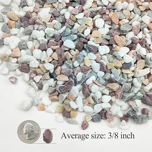 5lbs Mixed Color Pebbles for Plants, 3/8inch Small Rocks for Succulent Cactus Planters, Natural Polished Pebbles, River Rocks for Plants, Vases, Garden by GreenHaven Gardens