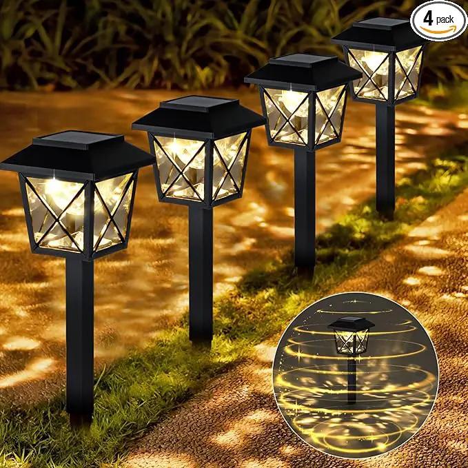Large Rotating Solar Lights Outdoor Waterproof 2 Modes Twinkling Decorative Lights for Garden Yard Pathway Walkway Decorations Landscape Lighting. (Set of 4) by GreenHaven Gardens