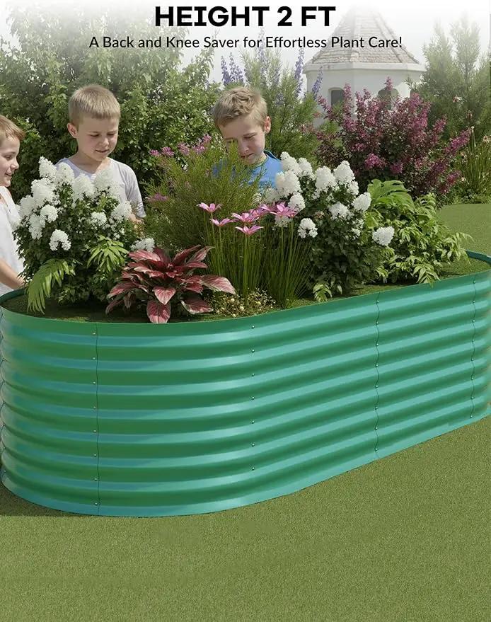 2 Pcs Raised Garden Beds Outdoor 6x3x2ft - Galvanized Steel Planter Box for Vegetables, Flowers, Rust-Resistant Garden Box, Easy Assembly Raised Beds, Durable Planters for Outdoor Plants, Green by GreenHaven Gardens