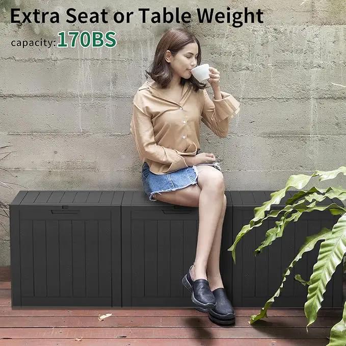 30 Gallon Resin Deck Box,Lockable Outdoor Storage Box for Patio Cushions Storage Furniture,Garden Tools,Pool Supplies, Weatherproof and UV Resistant- Black by GreenHaven Gardens