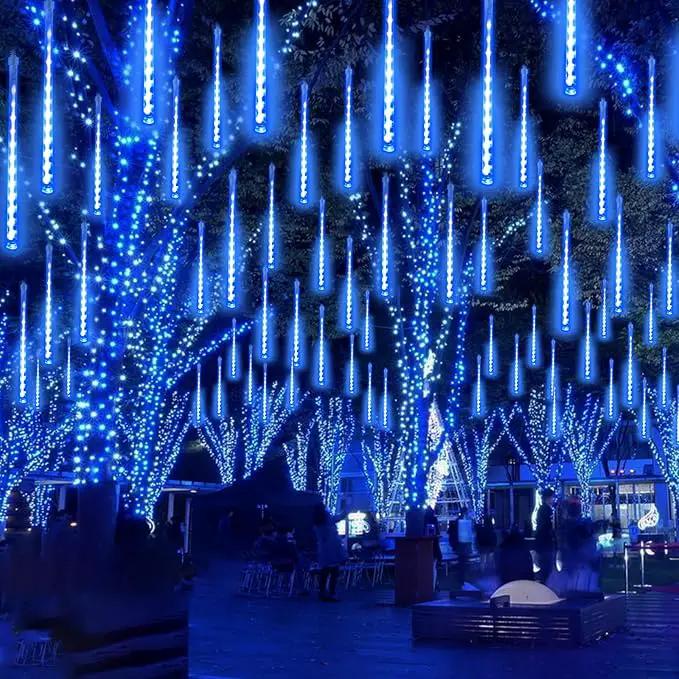 EXF 2-Pack Christmas Decorations Light Outdoor, Meteor Shower Lights 16 Tubes 384 LEDs Indoor Outdoor Rain Drop String Lights for Xmas Tree Roof (Blue) by GreenHaven Gardens
