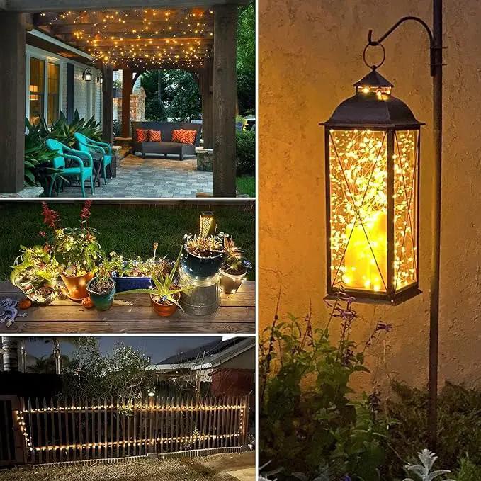 QITONG 4 Pack Solar Fairy Lights Warm White, Each 33ft 100 LED Outdoor String Light, 8 Modes Copper Wire Lights for Outside Tree Wedding Party Garden Patio Christmas by GreenHaven Gardens
