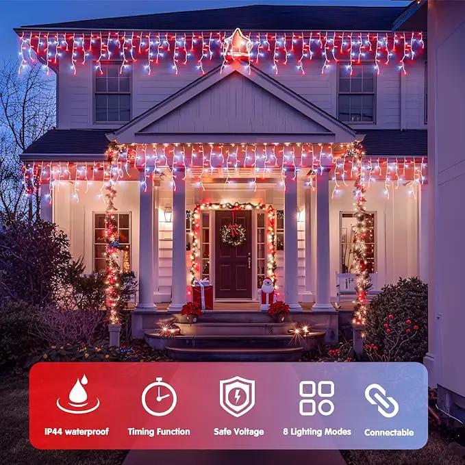 JMEXSUSS 38.8 Ft 400 LED Icicle Christmas Lights for Outside, 8 Modes Red and White Icicle String Lights Plug in with Remote, Christmas Lights Indoor Outdoor for Halloween Party Christmas Decoration by GreenHaven Gardens