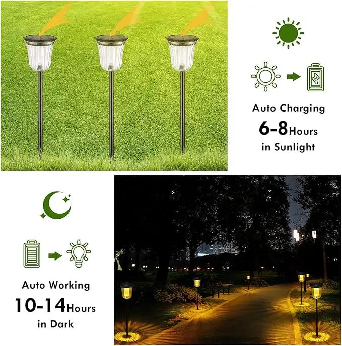 Solar Pathway Lights Super Bright 200 lumens with 2-in-1 Warm White and Daylight Modes, Solar Lights Outdoor Waterproof for Yard, Path, Sidewalk, Driveway or Walk Way Light(2 Pack) by GreenHaven Gardens