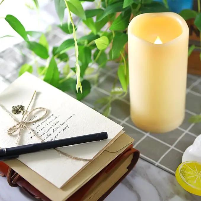 CANDLE CHOICE Waterproof Outdoor Battery Operated Flameless Candles with Remote Timer Plastic Flickering Fake Electric LED Pillars for Lantern Garden Wedding Christmas Decorations 3x6 Inches 3 PCS by GreenHaven Gardens