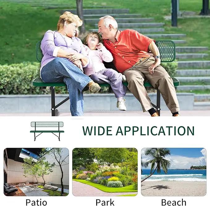 4/6/8 Feet Park Bench for Outside Heavy Duty Metal, Garden Benches Outdoor Bench with Backrest & Portable Frame, for Shopping Malls Stores Parks Patios Decks, Green by GreenHaven Gardens