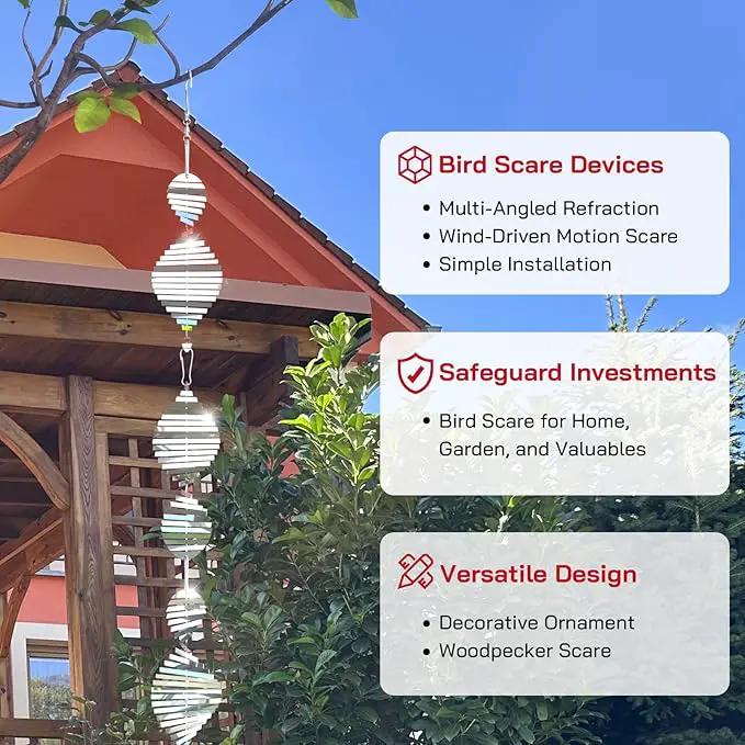 Bird Deterrents for Outside, Reflective 3D Stainless Steel Wind Spinners, Garden Decor, Bird Scare Devices to Keep Woodpeckers, Pigeons Away from Your House, Patio, Orchards by GreenHaven Gardens