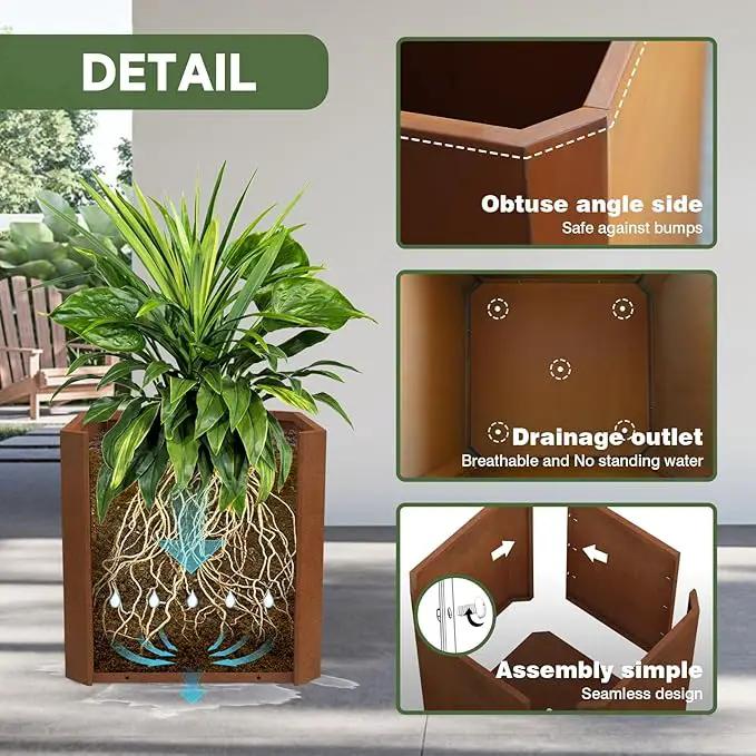 Corten Steel Planter Box-24"x24"x24"-Large Square Planter Matel -Outdoor Indoor- Heavy Duty Rustic Tall Planter Flower Pot Commercial Residential for Patio Porch Deck Home Backyard by GreenHaven Gardens