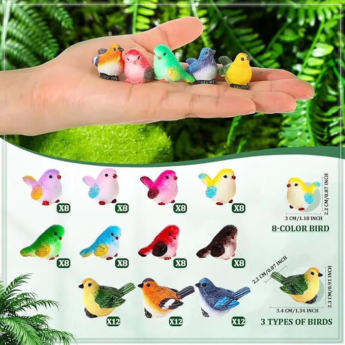 Wenqik 100 Pcs Mini Resin Bird Figurines Miniature Small Birds Figurines Realistic Animal for Fairy Terrarium Craft Garden Accessories Home Ornament Micro Landscape Birthday Cake Toppers Decor by GreenHaven Gardens