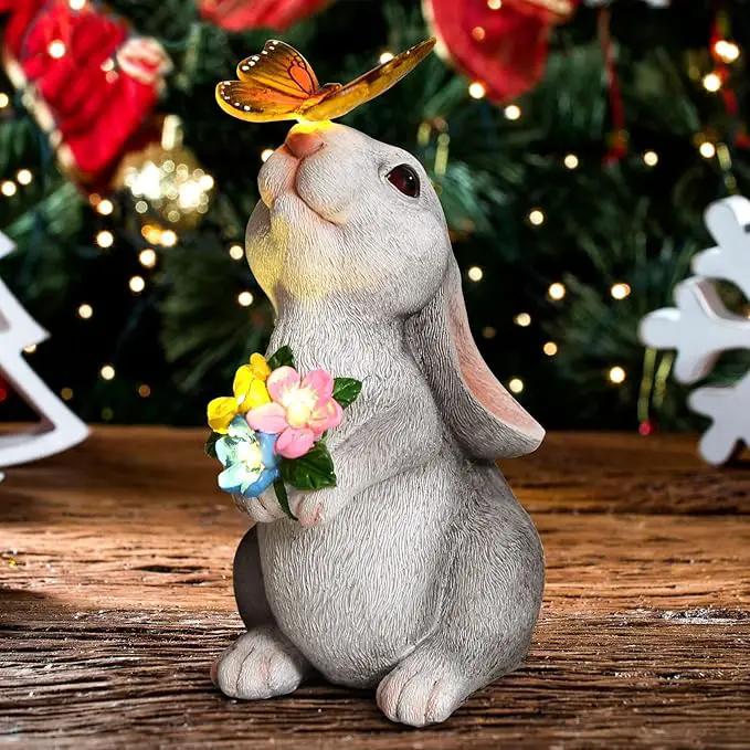 SIX FOXES Solar Garden Rabbit Statues Light - Easter Bunny Decor for Garden, Lawn, Patio, Balcony, Yard Ornament, Gifts for Kids, Women, Mom by GreenHaven Gardens