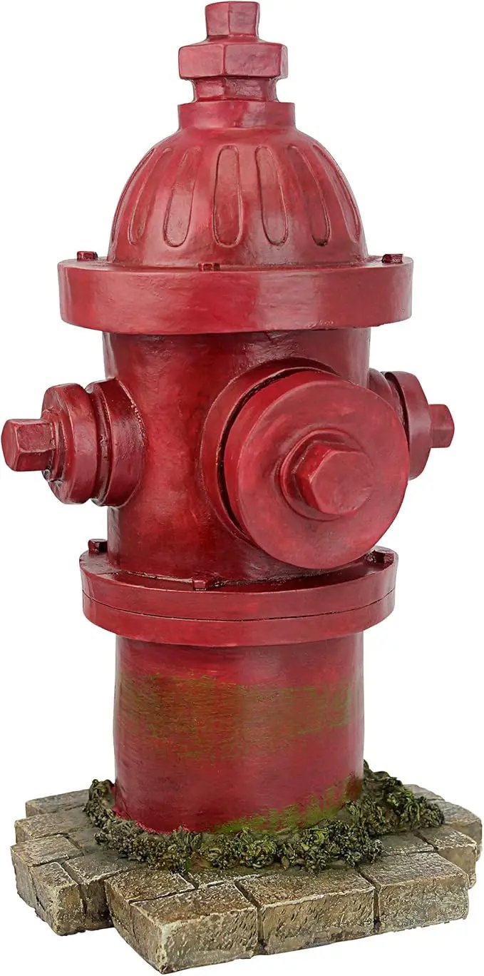 Design Toscano Dog's Second Best Friend Fire Hydrant Pee Post Indoor/Outdoor Statue, Medium 14 Inch Tall, Cast Stone Resin, Red Painted Finish by GreenHaven Gardens