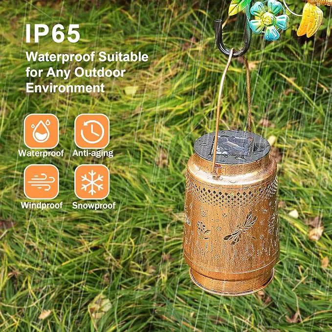 2 Pack Solar Lanterns Outdoor Garden Decor with Shepherd Hook, Gardening Gifts for Mom Grandma Women Dragonfly Metal Decor Lantern Waterproof Solar Lights LED Decorative for Garden Yard Patio by GreenHaven Gardens