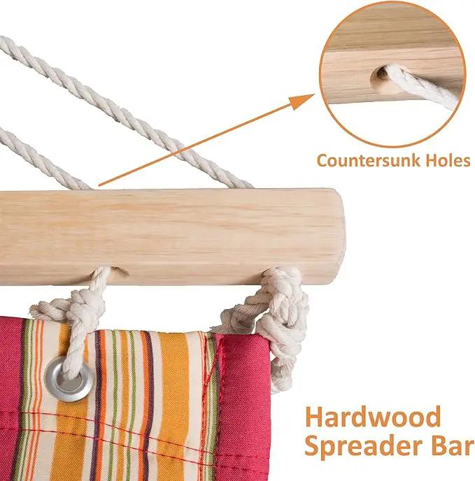 SUNCREAT Outdoor Hammock with Stand, Two Person Quilted Fabric Hammock Swing with 12ft Steel Stand, Red Stripes by GreenHaven Gardens