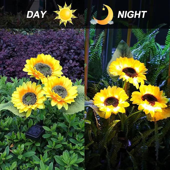 Solar Garden Lights, 4 Pack Sunflower Outdoor Lights Solar Flower Lights for Outside with 12 Larger Sunflower Gardening Gift for Mom Women Decorative Lights for Garden Decor Yard Patio Lawn Pathway by GreenHaven Gardens