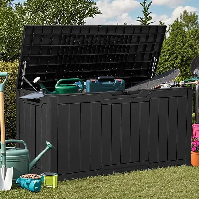YITAHOME 80 Gallon Outdoor Storage Box, Large Water Resistant Resin Deck Box, Indoor Outdoor Lockable Storage Container for Patio, Garden, Cushions, Tools, Equipment (Black) by GreenHaven Gardens