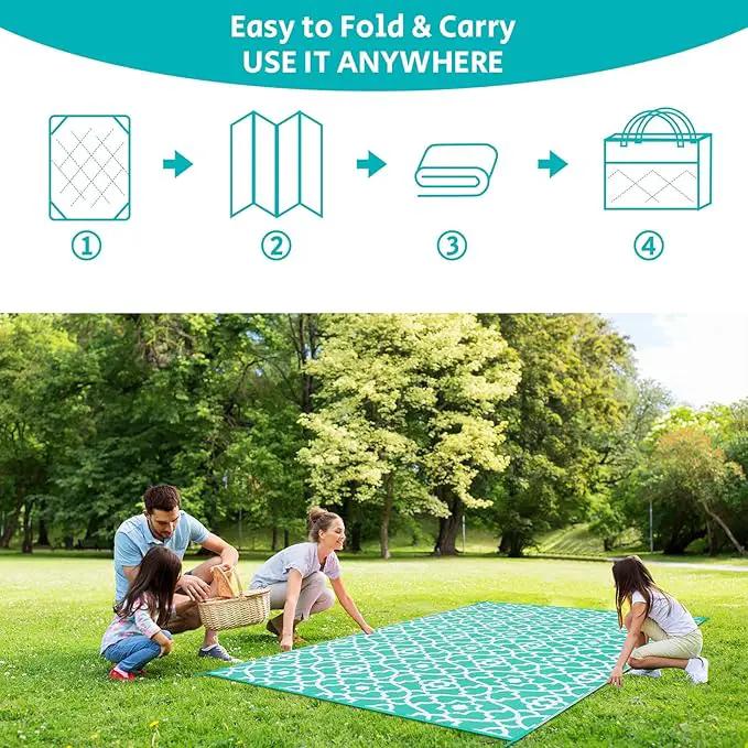 HEBE Outdoor Rug Waterproof 6x9, Reversible Plastic Straw Rug RV Camping Rug, Indoor Outdoor Patio Mat Clearance, Outside Carpet for Porch,Deck,Camper,Balcony,Backyard,Picnic by GreenHaven Gardens
