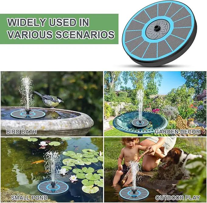 Solar Fountain Upgraded High Efficiency Glass Solar Panel, Solar Bird Bath Fountains with Flower No Battery,Solar Water Pump Fountain for Bird Bath Garden Small Ponds Outdoor Décor(Blue) by GreenHaven Gardens