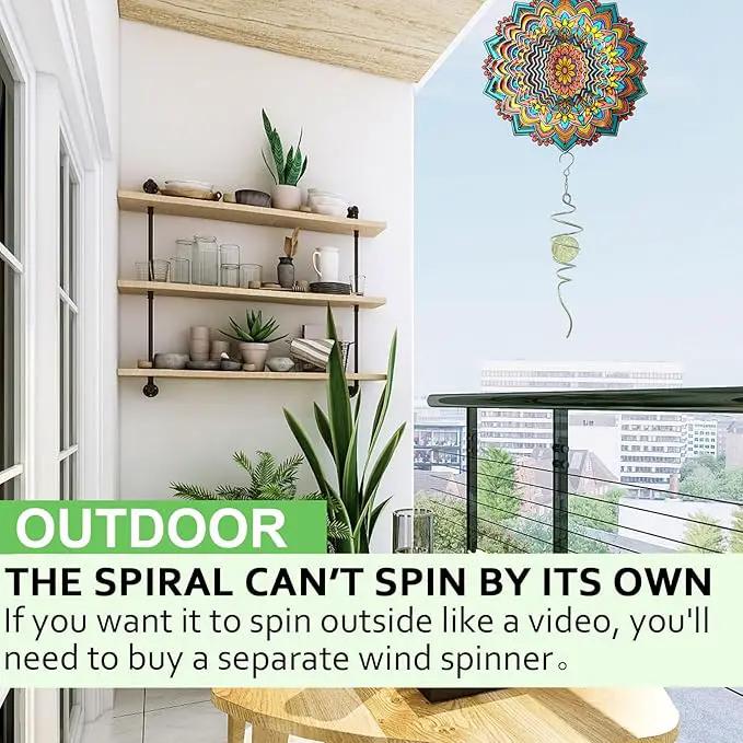 Glow Gazing Ball Spiral Tail Wind Spinner,Decorative Wind Spinner 11inch Tail and 2 inch Glass Orb. Indoor Outdoor Wind Spinner Tail Sun Catcher Garden Decoration-13 inch Height by GreenHaven Gardens