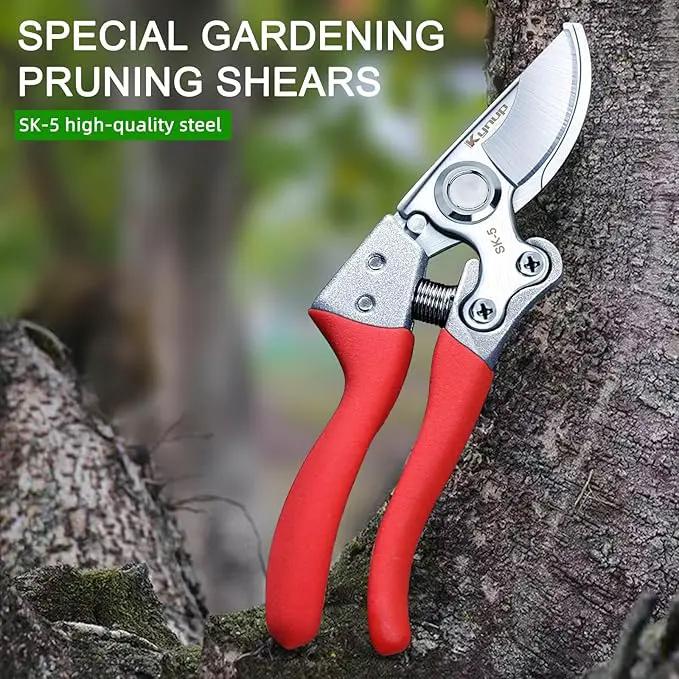 Kynup Pruning Shears, Gardening Scissors, Pruners for Gardening, Garden Grass Clippers Hand Hedge Shears, Heavy Duty Garden Tools(Red) by GreenHaven Gardens