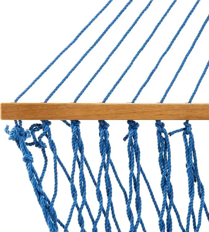 Original Pawleys Island 13DCCB Large Coastal Blue DURACORD Rope Hammock with Extension Chains & Tree Hooks, Handcrafted in The USA, Accommodates 2 People, 450 LB Weight Capacity, 13 ft. x 55 in. by GreenHaven Gardens