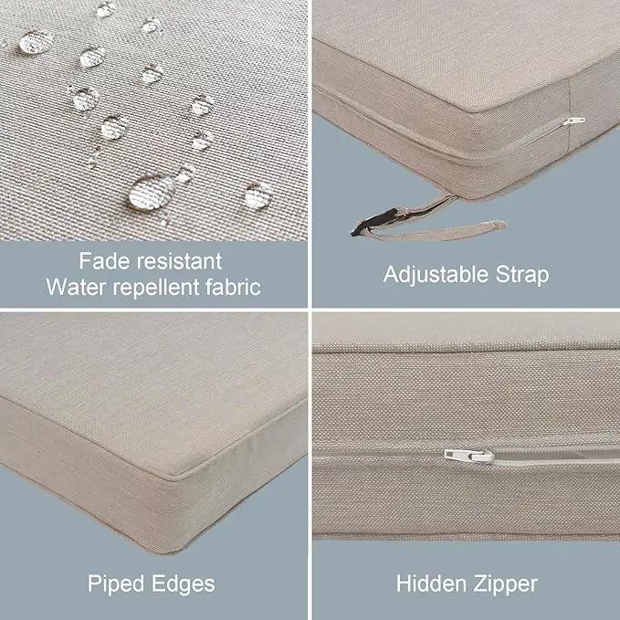 LVTXIII Patio Chair Cushions 19"x19"x3", Water-Repellent Outdoor Seat Cushions for Patio Furniture, Square Chair Pads with Ties for Home Garden Decoration, Set of 2, Light Grey by GreenHaven Gardens