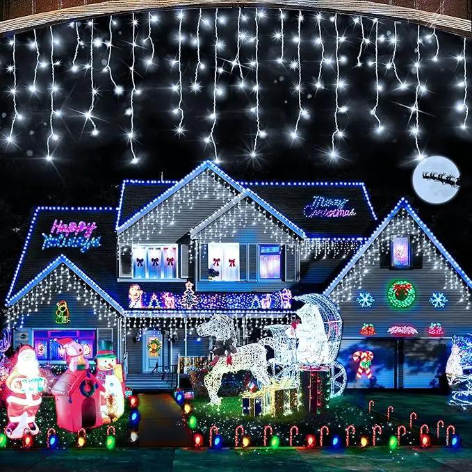 Hezbjiti Christmas Lights Decorations Outdoor, 1600LED 164FT Ice Fairy Lights 8 Modes 320 Drops Fairy String Lights for Christmas Decor Eaves Party Yard Garden by GreenHaven Gardens