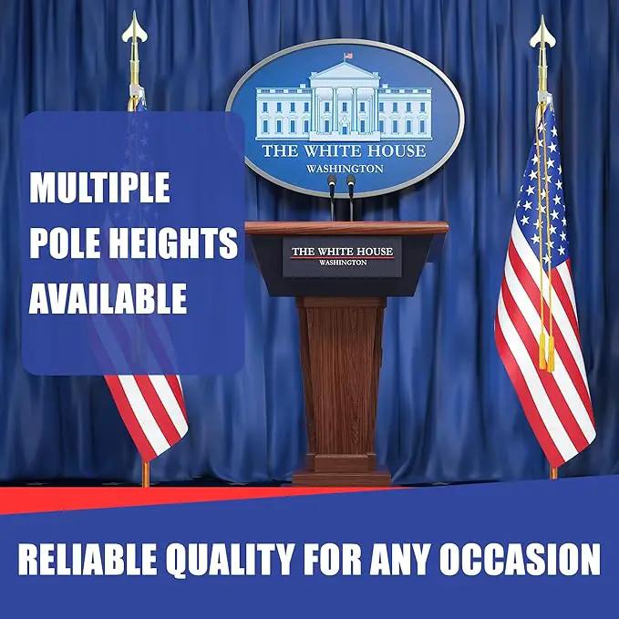 Super Tough Indoor Flag Pole kit 8ft - Army Spear - Gold Texture Base - Aluminum Flagpole with Brass Finish - Heavy Duty Inside House Flagstaff - Interior Shaft and Stand - No Ensign Included by GreenHaven Gardens