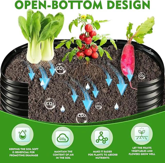 17" Tall Outdoor Garden Raised Garden Bed Kits, 4ft X 2ft Oval,0.8MM Thick Metal Raised Planter Bed/Ground Planter Box for Variety of Flowers,Herbs,Vegetables (Black, 48X24X16.5 Inches) by GreenHaven Gardens