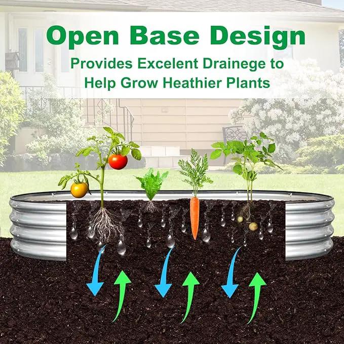 JERIA 6×3×1ft Oval Raised Garden Bed,Galvanized Raised Garden Bed Kit Outdoor Metal Gardening Planter Box for Vegetable, Fruits, Flower，Herbs by GreenHaven Gardens