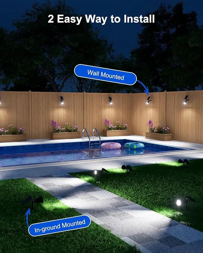 2 Pack Solar Spotlights Outdoor Waterproof for Flag, Tree, Statue, Number Sign, Plant Pot, Bright LED Outside Landscape Flood Lamp for Accent Uplighting Yard, Garden, Driveway, Walkway, Porch, Fence by GreenHaven Gardens
